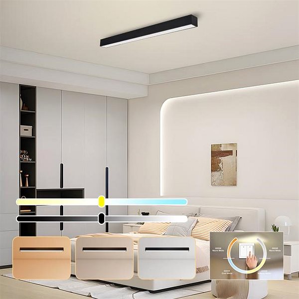 Deckenleuchte IMMAX NEO LITE LUNGO Smart, Schwarz, 120 cm 38W 2882lm Tuya WiFi BEACON ...