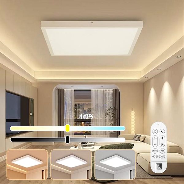 Deckenleuchte IMMAX NEO LITE FRAME Smart 60 × 60 cm, IP44, CCT, WiFi, Tuya, BEACON weiß ...