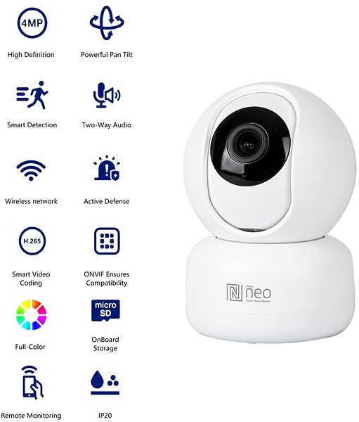 IP kamera IMMAX NEO LITE Smart Security vnitřní, PT, WiFi 2,4GHz, 4MP, ONVIF ...