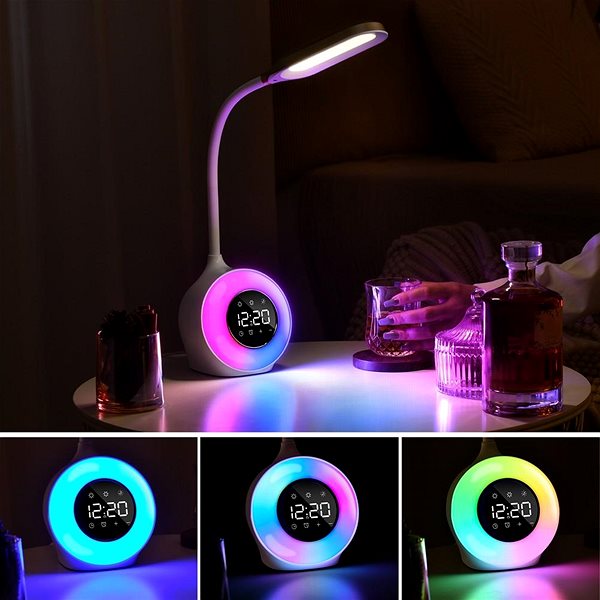 Asztali lámpa IMMAX LED FALCON RGB asztali lámpa háttérvilágítással, fehér ...