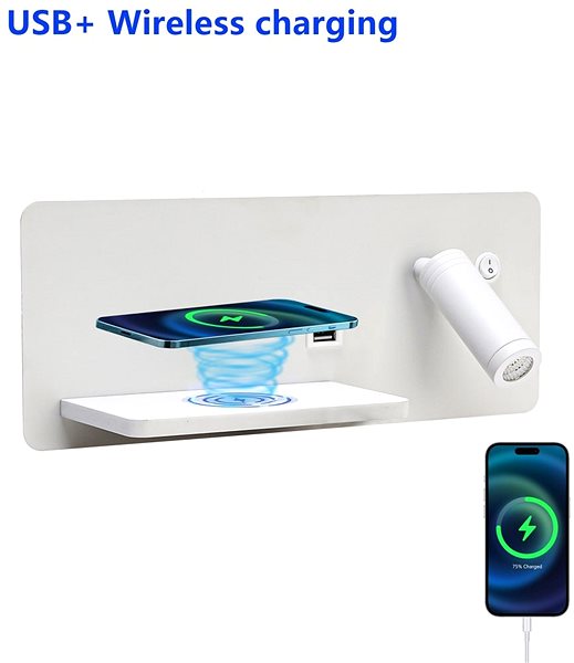 Spotlight IMMAX LED Be PREPARE 4in1, Spot mit QI-Ladung, USB, weiß, links ...