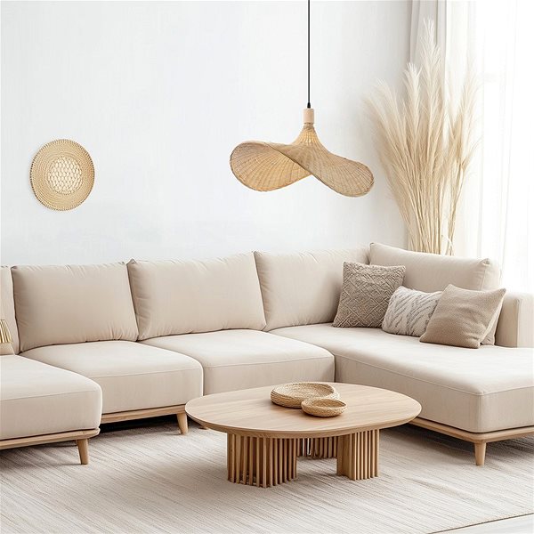 Ceiling Light IMMAX BOHO SOMBRERO design pendant D 70 cm, E27 natural rattan ...