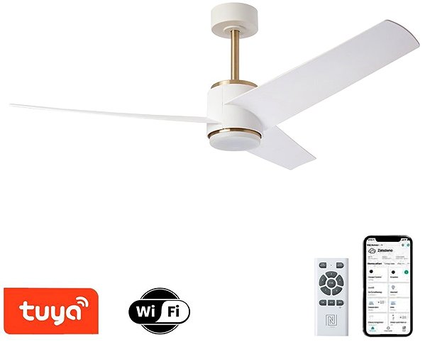 IMMAX NEO LITE BEAUTY Smart LED ceiling light with fan, Tuya WiFi, rose gold/white .