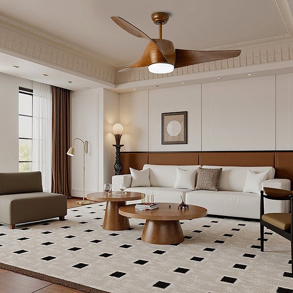 IMMAX NEO LITE WAVE Smart LED ceiling light with fan, Tuya WiFi, wooden decor .