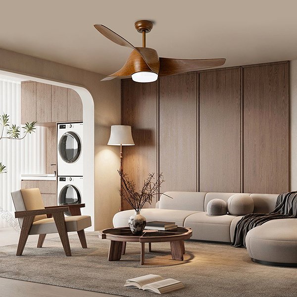 IMMAX NEO LITE WAVE Smart LED ceiling light with fan, Tuya WiFi, wooden decor .