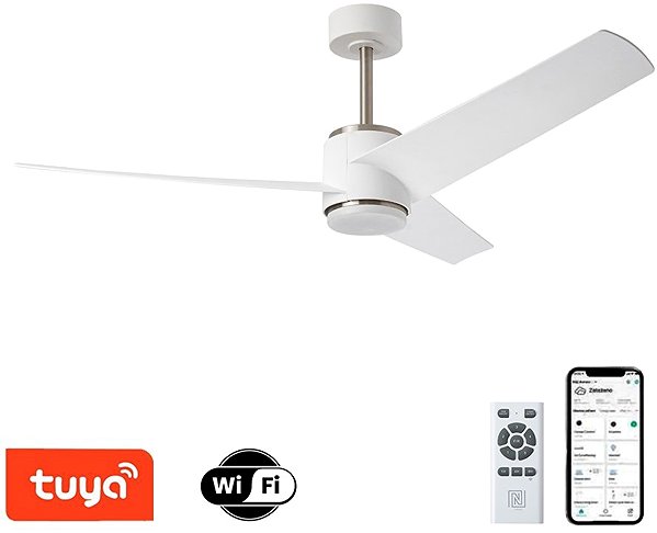 IMMAX NEO LITE BEAUTY Smart LED ceiling light with Tuya WiFi fan, white/silver .