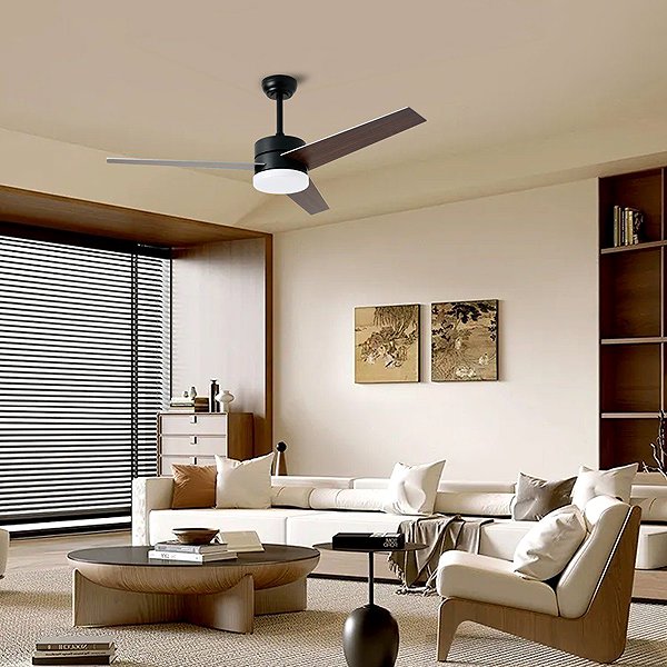 IMMAX NEO LITE VARIABLE Smart LED Ceiling Light with Tuya WiFi Fan, Black/Wood Decor .