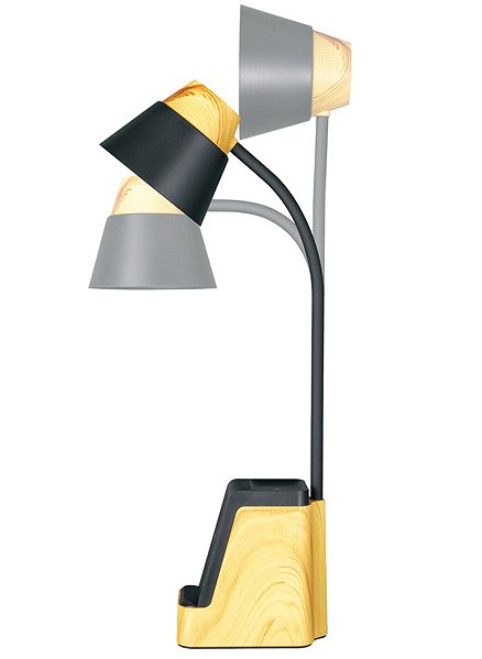 Tischlampe IMMAX IDEAL LED mit QI-Ladegerät CCT, helles Holz/schwarz ...