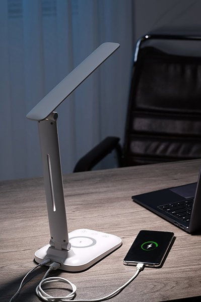 Stolní lampa IMMAX LUMI LED s Qi bezdrátovým nabíjením, bílá ...