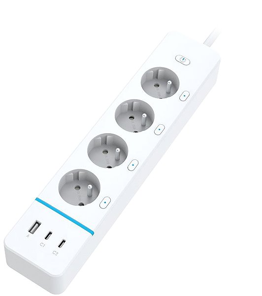 Okos konnektor IMMAX NEO LITE Smart hosszabbító vezeték, 4×AC + 1×USB + 2×USB-C, Power Delivery, Type E, WiFi ...