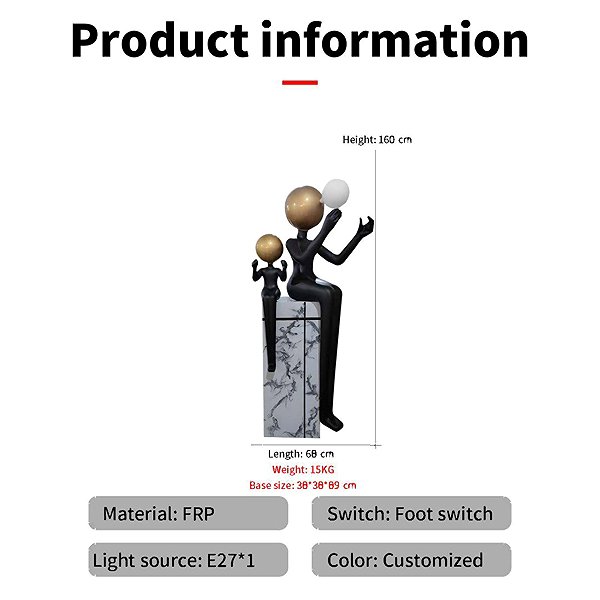 Stehlampe IMMAX SILUETTE Aura Statue - Stehlampe, Glasfaser, schwarz/gold, 1xE27 ...