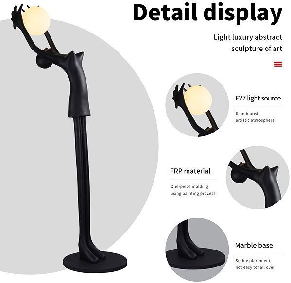 Stehlampe IMMAX SILUETTE Human Girl 210 cm Statue - Stehleuchte, Schwarz, Galsfaser, 1xE27 ...