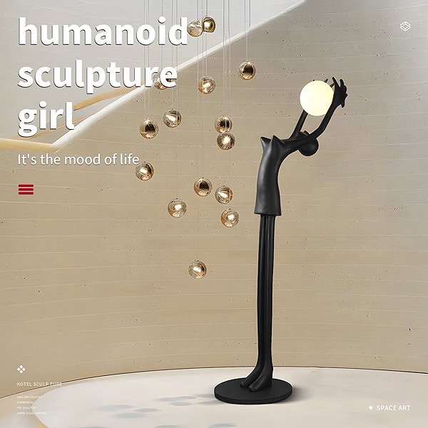 Stehlampe IMMAX SILUETTE Human Girl 210 cm Statue - Stehleuchte, Schwarz, Galsfaser, 1xE27 ...