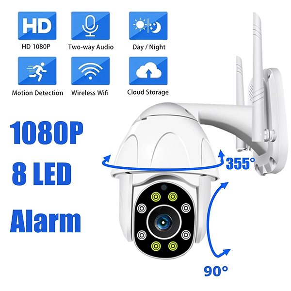 IP kamera Immax NEO LITE Smart Security Vonkajšia kamera 360° v3, RJ45, P/T, HD 2MP, WiFi, ONVIF, NEW GUI Vlastnosti/technológia