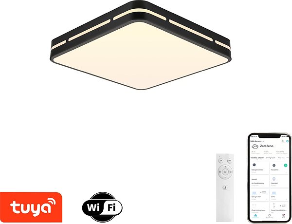 Stropné svietidlo Immax NEO LITE PERFECTO Smart stropné svietidlo štvorec 30cm, 24W čierne Tuya Wi-Fi Vlastnosti/technológia