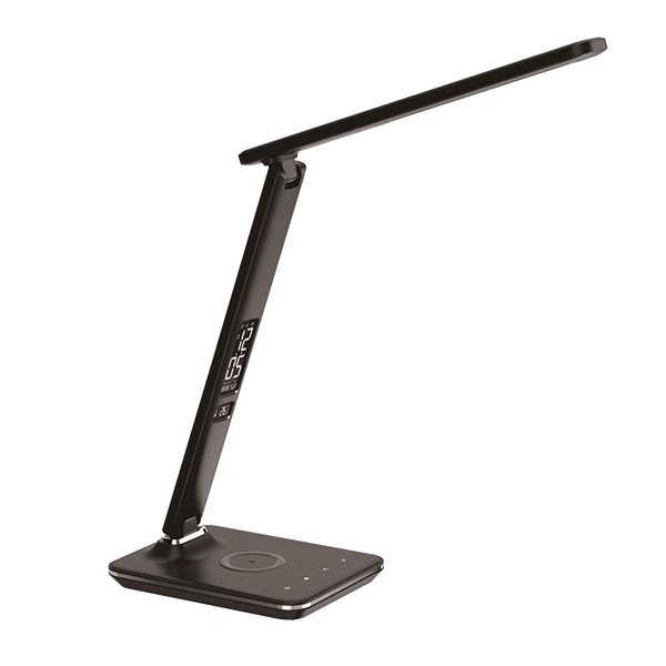 Asztali lámpa Immax KINGFISHER Qi LED asztali lámpa Qi vezeték nélküli töltéssel és USB-vel fekete ...