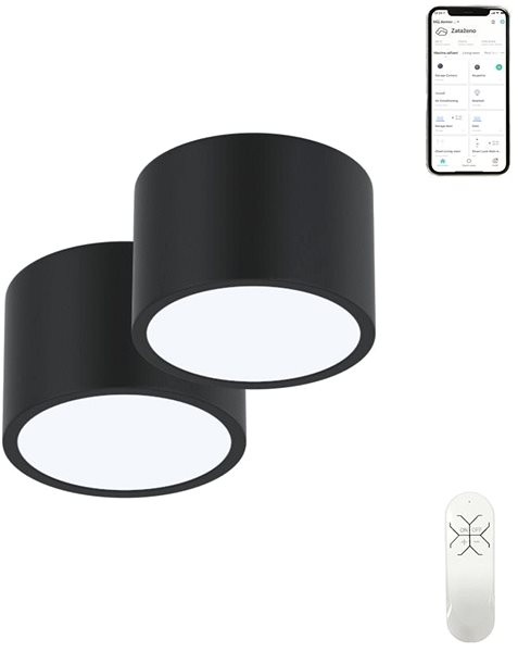 Ceiling Light Immax NEO set 2x RONDATE Smart ceiling lights 15cm 12W black Zigbee 3.0 +remote control Features/technology