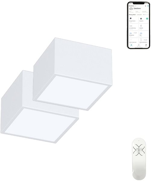 Stropné svietidlo Immax NEO sada 2x CANTO Smart stropné svietidlo  15x15cm 12W biele Zigbee 3.0 +diaľkové ovládanie Vlastnosti/technológia