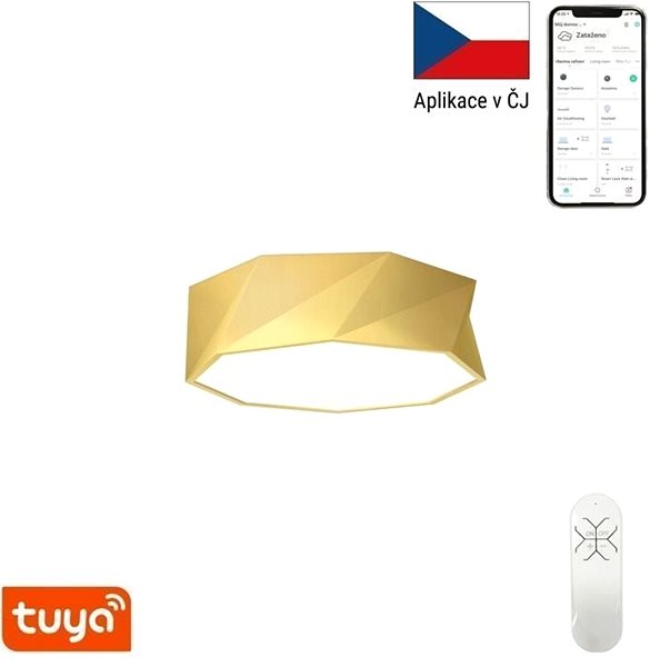 Ceiling Light Immax NEO DIAMANTE Smart ceiling light 40cm 31W 1850lm gold Zigbee 3.0 Features/technology
