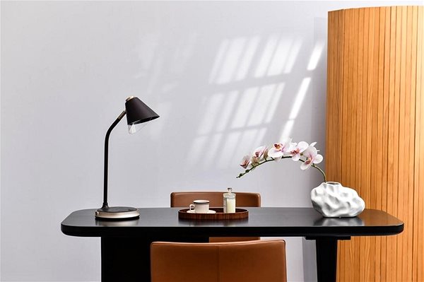 Asztali lámpa IMMAX LED Finch Qi töltős lámpa, barna, arany elemekkel ...