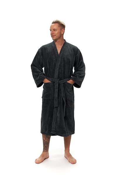 Župan Interkontakt Pánsky župan kimono Cool Gray M ...