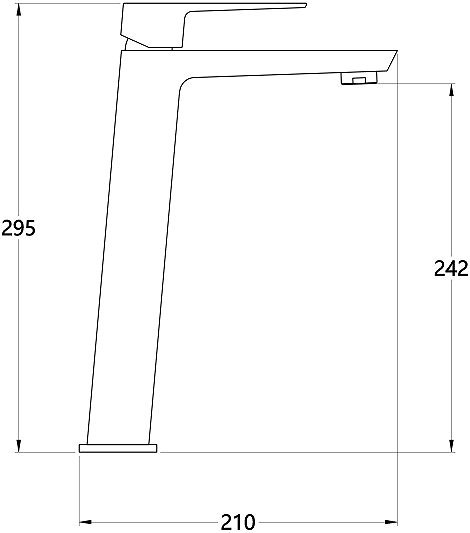Tap INVENA PAROS TREND basin mixer, tall, black (BU-09-W04-A) Technical draft