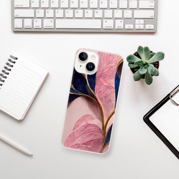 Kryt na mobil iSaprio Pink Blue Leaves pre iPhone 15 Plus ...