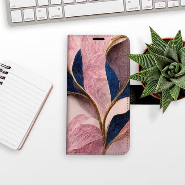 Kryt na mobil iSaprio flip puzdro Pink Leaves pre Xiaomi Redmi Note 10 Pro ...