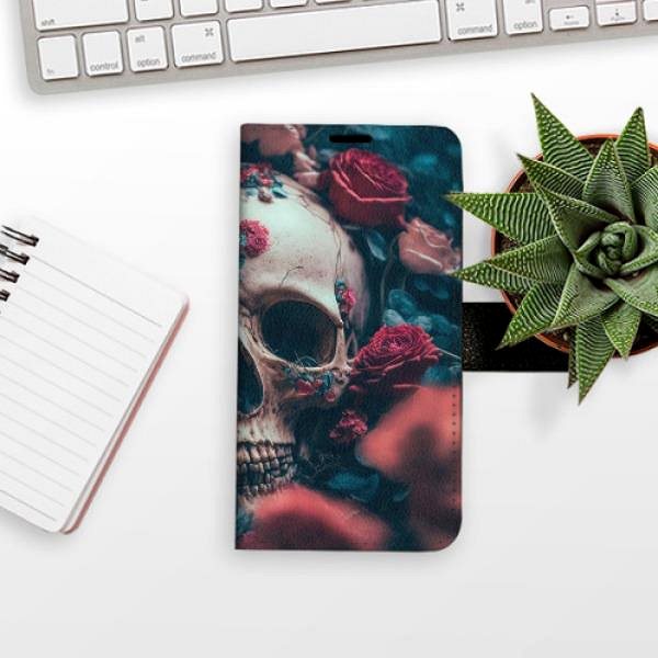 Kryt na mobil iSaprio flip puzdro Skull in Roses 02 na Samsung Galaxy A21s ...