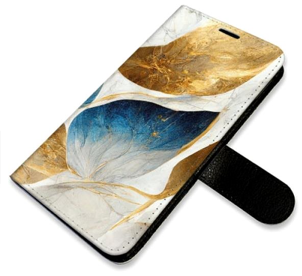 Kryt na mobil iSaprio flip puzdro GoldBlue Leaves pre Samsung Galaxy A22 5G ...