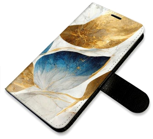 Kryt na mobil iSaprio flip puzdro GoldBlue Leaves na Samsung Galaxy A32 ...
