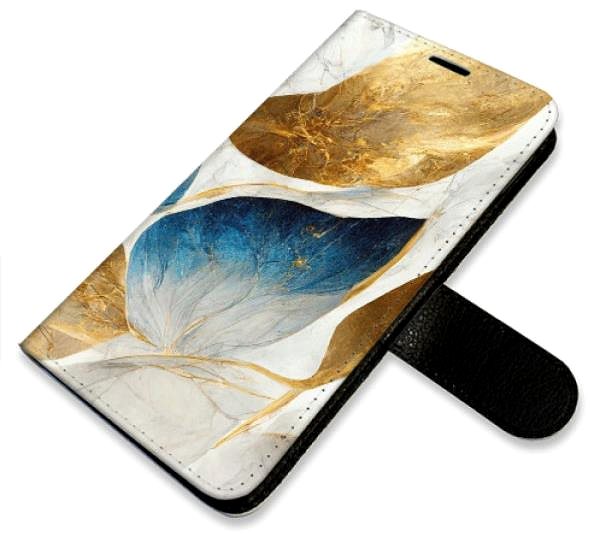 Kryt na mobil iSaprio flip puzdro GoldBlue Leaves na Samsung Galaxy A40 ...
