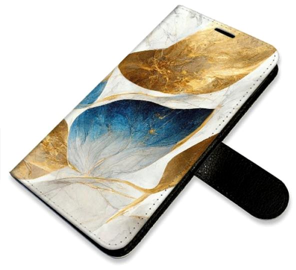 Kryt na mobil iSaprio flip puzdro GoldBlue Leaves pre Samsung Galaxy A54 5G ...