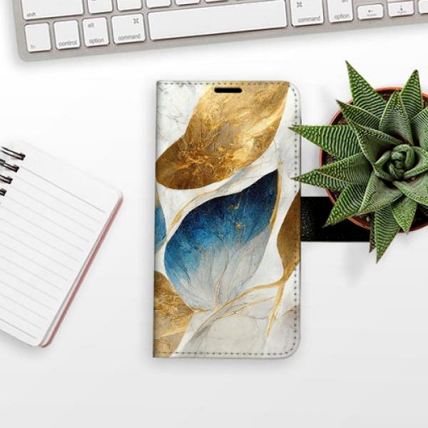 Kryt na mobil iSaprio flip puzdro GoldBlue Leaves na Xiaomi 13 Lite ...