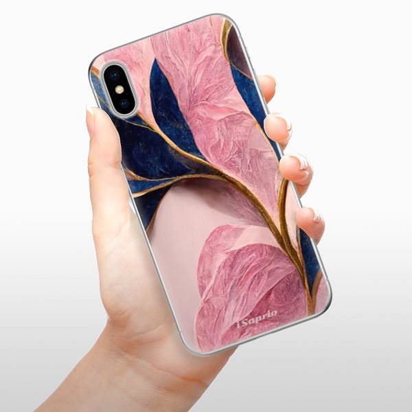 Kryt na mobil iSaprio Pink Blue Leaves na iPhone X ...