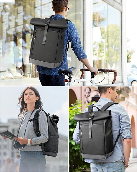 Laptop-Rucksack Inateck RollTop Backpack Men Women 25L-30L Bicycle Backpack Laptop Backpack School Backpack for Univ ...