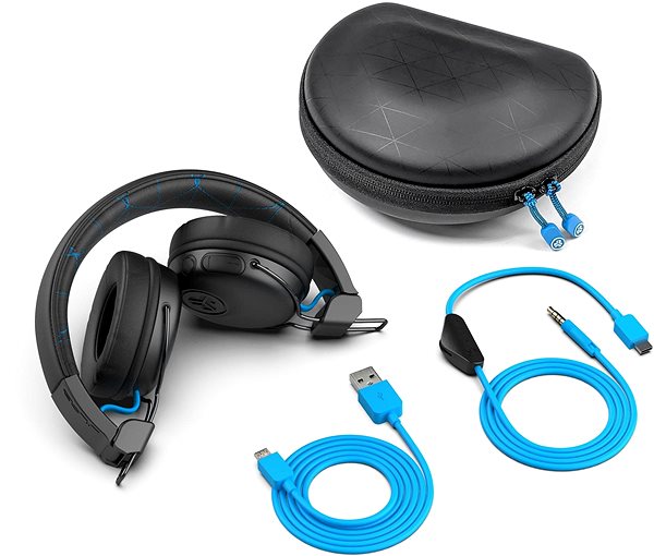 Gamer fejhallgató JLAB Play Gaming Wireless Headset Black/Blue Csomag tartalma