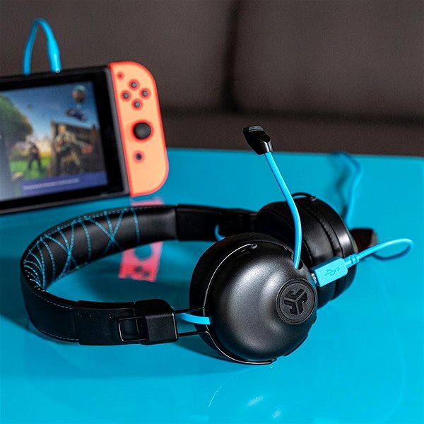 Gamer fejhallgató JLAB Play Gaming Wireless Headset Black/Blue Lifestyle