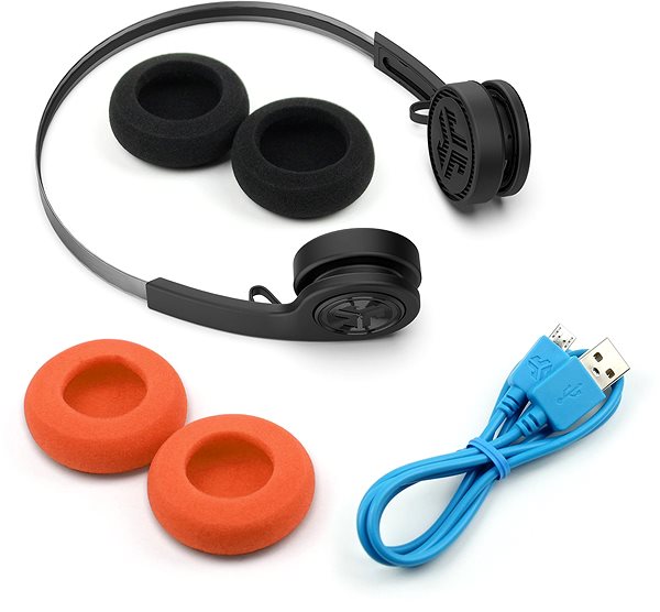 Kabellose Kopfhörer JLAB Rewind Wireless Retro Headphones Black Packungsinhalt
