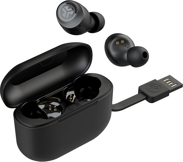 Kabellose Kopfhörer JLAB Go Air Pop True Wireless Earbuds Black Seitlicher Anblick