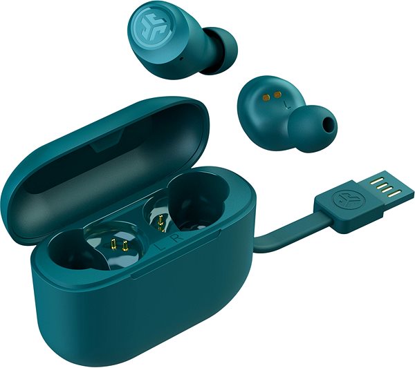 Kabellose Kopfhörer JLAB Go Air Pop True Wireless Earbuds Teal Seitlicher Anblick