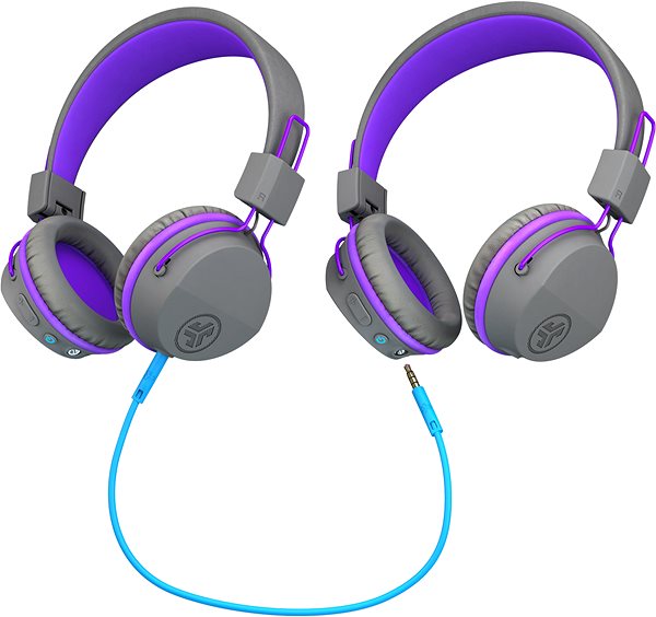 Vezeték nélküli fül-/fejhallgató JLAB JBuddies Studio Kids Wireless Grey/Purple Csatlakozási lehetőségek (portok)