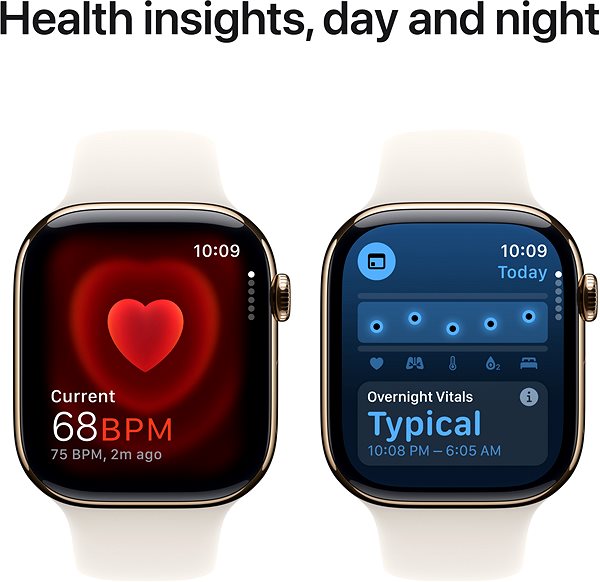 Smart Watch Apple Watch Series 10 42mm Cellular Gold Titanium Case with Starlight Sport Band - M/L ...