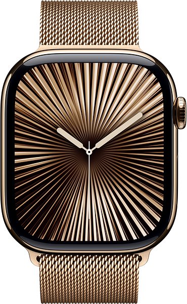 Smart Watch Apple Watch Series 10 42mm Cellular Gold Titanium Case with Gold Milanese Loop ...
