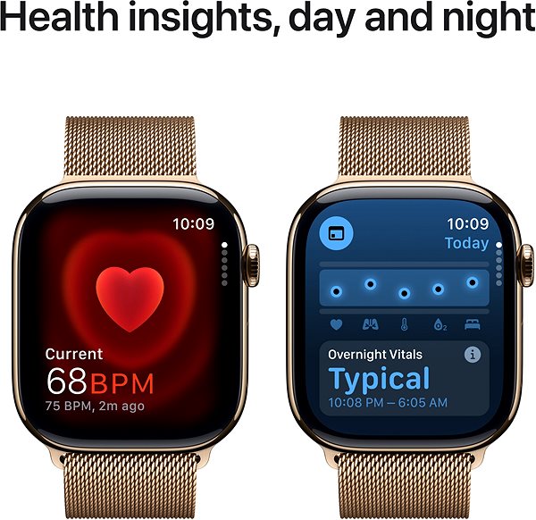 Smart Watch Apple Watch Series 10 42mm Cellular Gold Titanium Case with Gold Milanese Loop ...