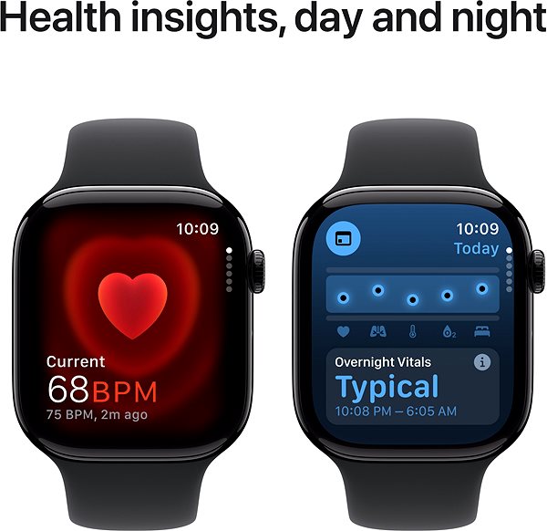 Smart Watch Apple Watch Series 10 42mm Cellular Jet Black Aluminium Case with Black Sport Band - S/M ...