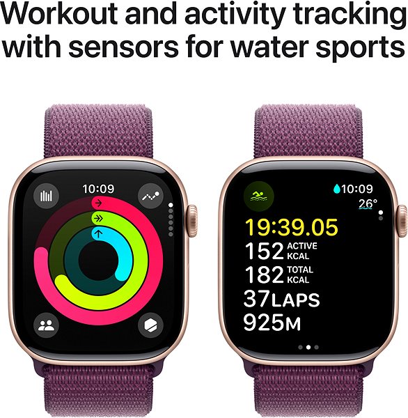 Smart Watch Apple Watch Series 10 42mm Cellular Rose Gold Aluminium Case with Plum Sport Loop ...