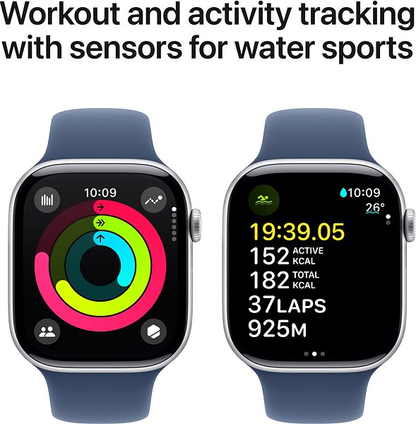 Smart Watch Apple Watch Series 10 42mm Silver Aluminium Case with Denim Sport Band - S/M ...