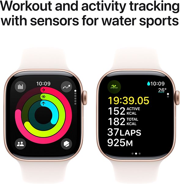 Smart Watch Apple Watch Series 10 42mm Rose Gold Aluminium Case with Light Blush Sport Band - M/L ...