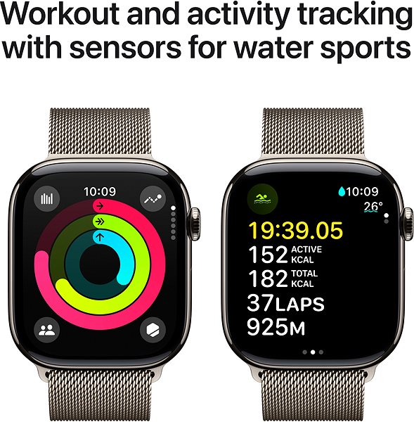 Smart Watch Apple Watch Series 10 46mm Cellular Natural Titanium Case with Natural Milanese Loop - S/M ...
